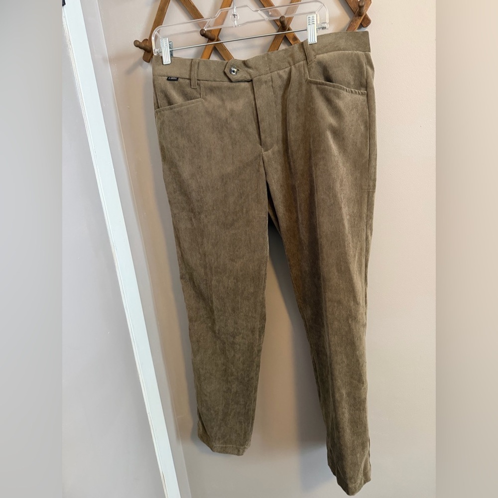 J. Grill Montreal brown corduroy pants flat front high end Canadian made men 36